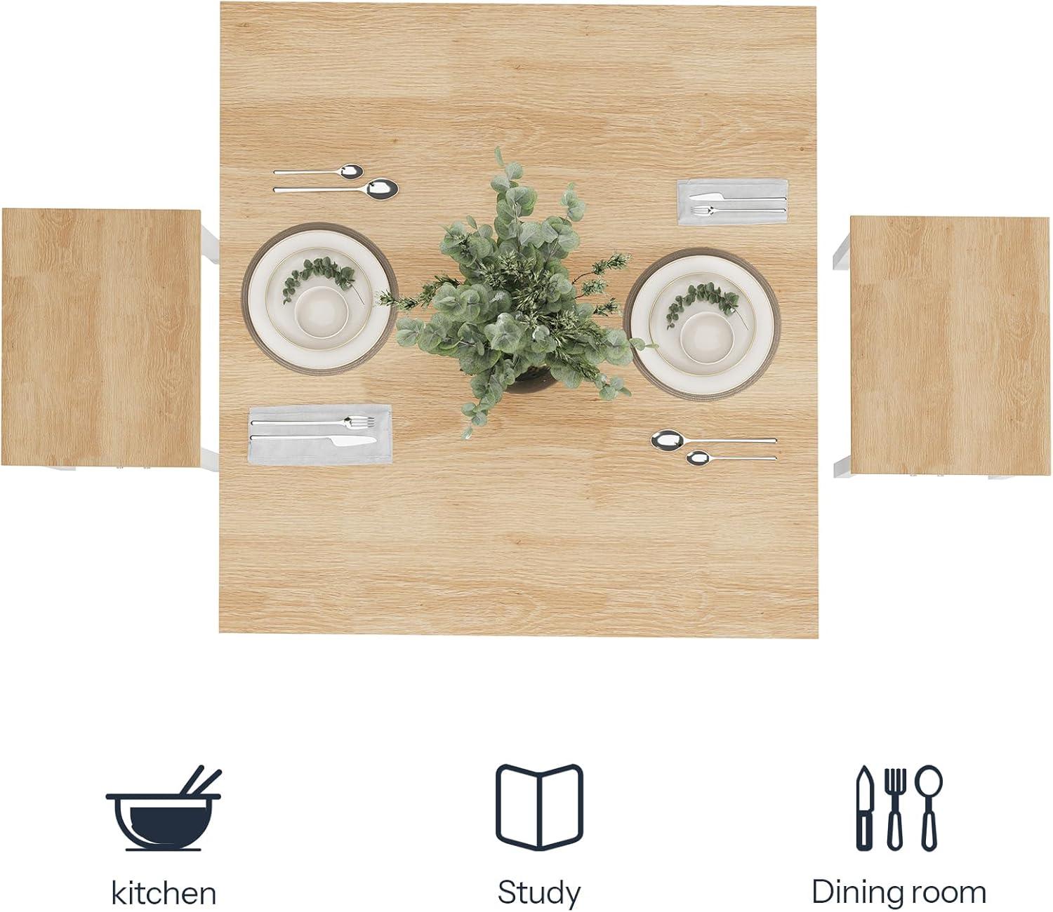 imageHOOBRO 3Piece Industrial Dining Table Set Kitchen Table Space Saving Dinette for Kitchen Dining Room Small Space Breakfast Nook Living Room Party Natural and White WN75CZ01G1Natural White