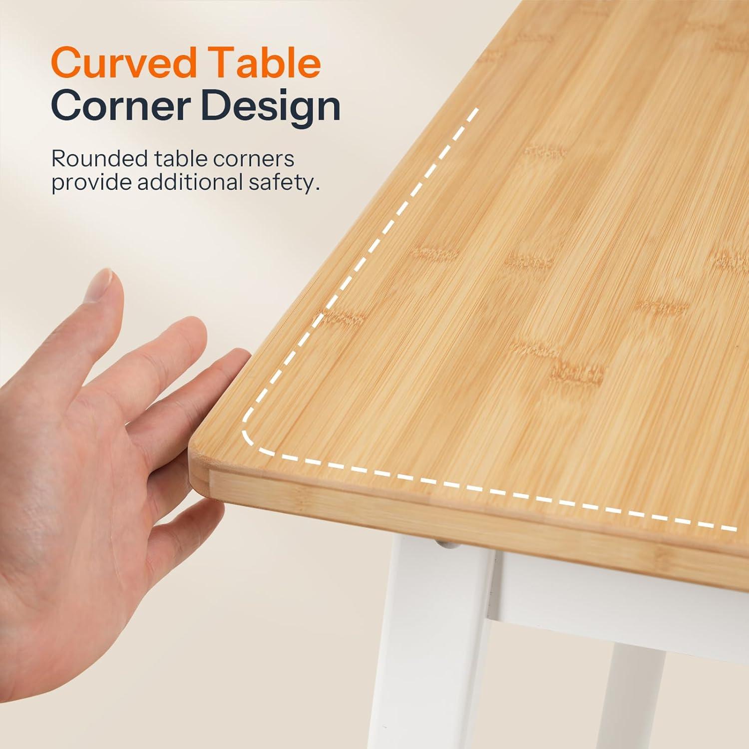 imageHOOBRO Bamboo Dining Table Square Dining Table for 2 276 Kitchen Table for Small Space Writing Table Easy to Assemble for Dining Room Living Room Office Kitchen Apartment Brown BR70CZ01G1Natural and White