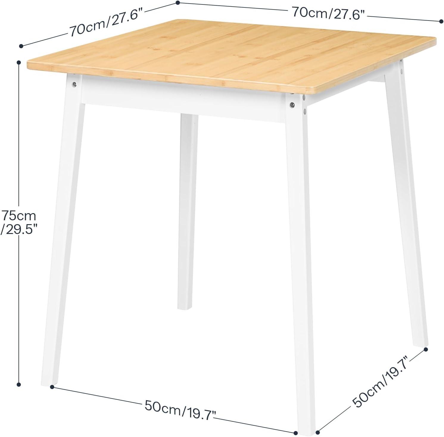 imageHOOBRO Bamboo Dining Table Square Dining Table for 2 276 Kitchen Table for Small Space Writing Table Easy to Assemble for Dining Room Living Room Office Kitchen Apartment Brown BR70CZ01G1Natural and White