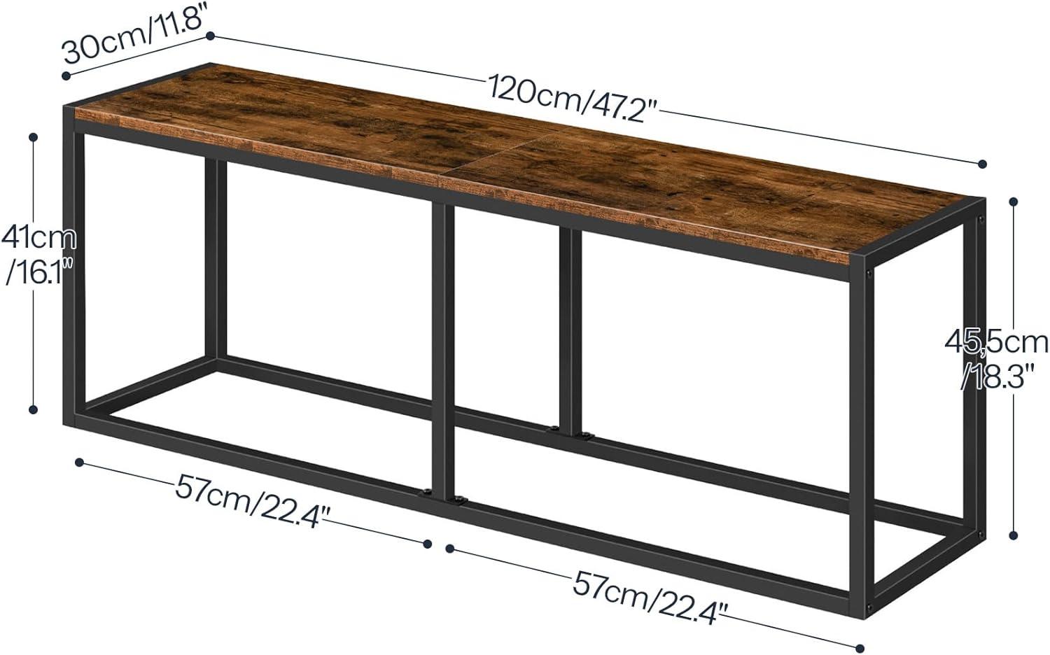 imageHOOBRO Dining Bench 472 Inch Industrial Style Kitchen Table Bench Steel Frame Easy to Assemble for Kitchen Dining Room Charcoal Gray and Black BC12CD01Rustic Brown and Black