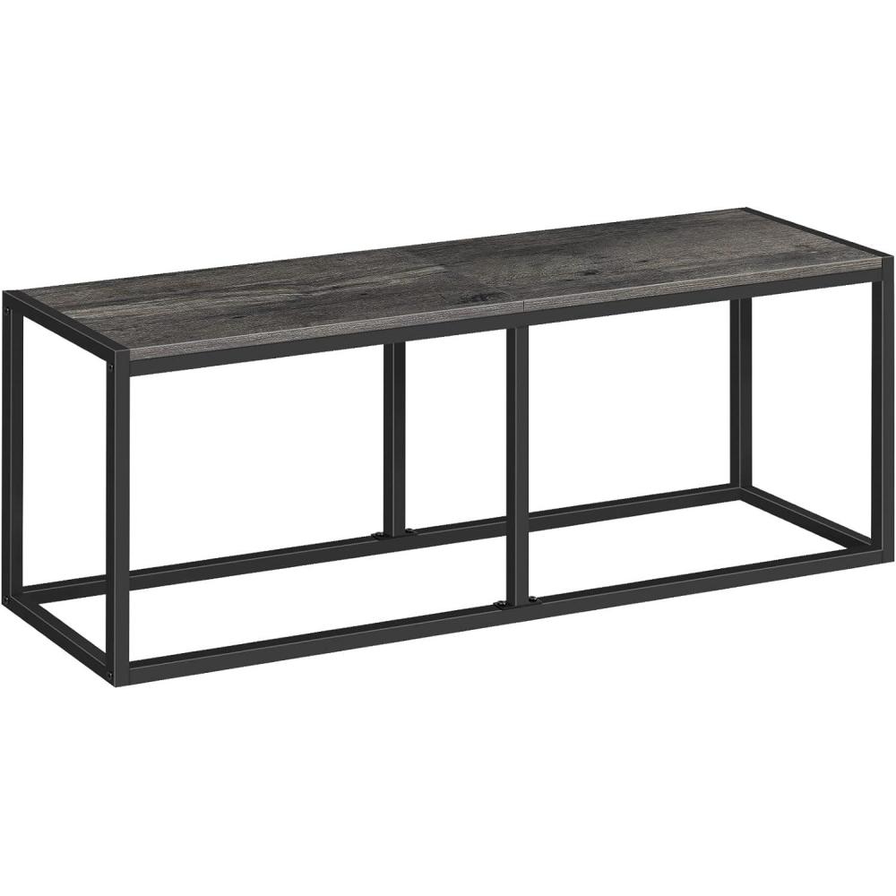 imageHOOBRO Dining Bench 472 Inch Industrial Style Kitchen Table Bench Steel Frame Easy to Assemble for Kitchen Dining Room Charcoal Gray and Black BC12CD01Charcoal Gray Black