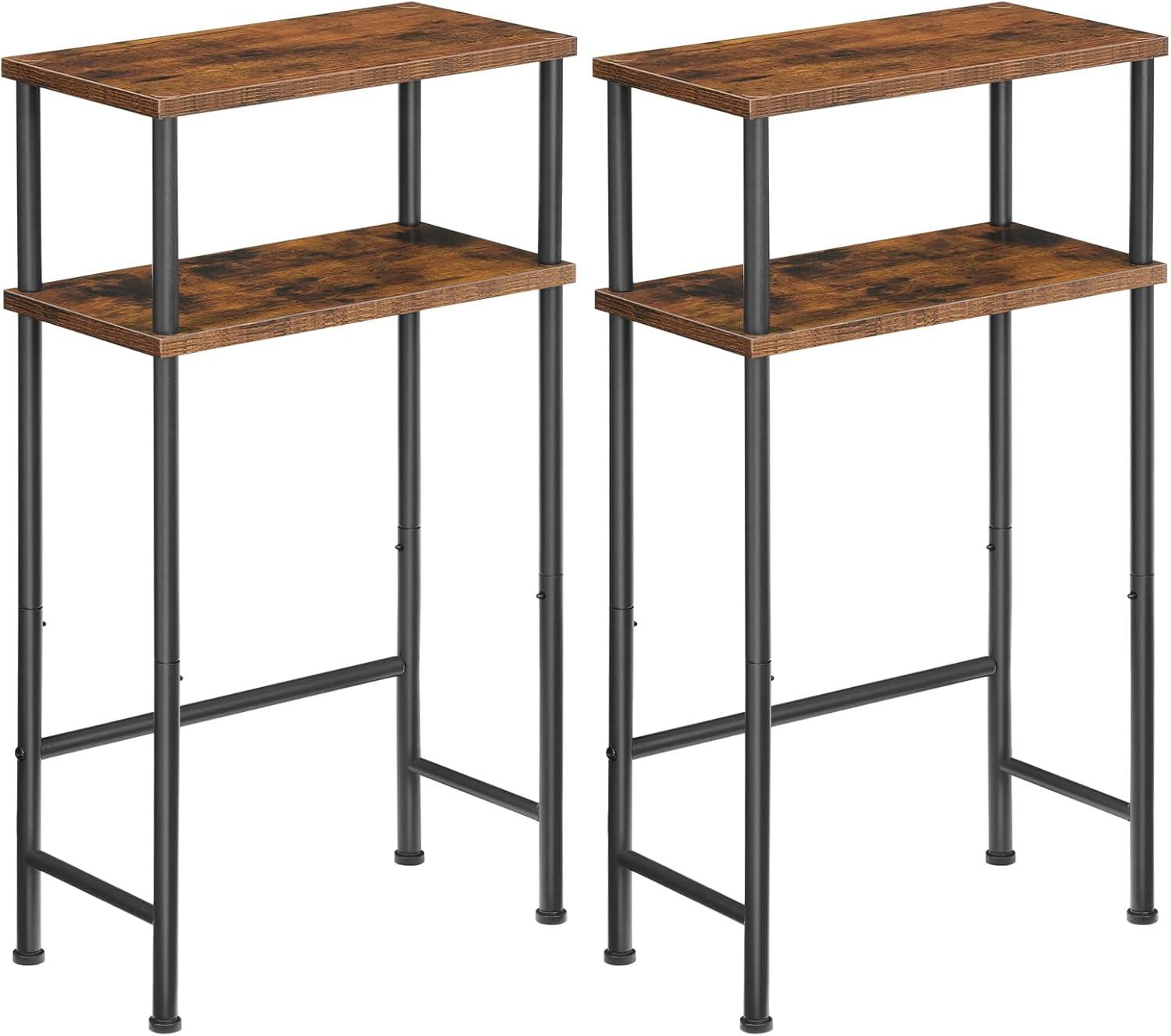 imageHOOBRO Narrow Console Table for Small Space 157 Entryway Table with Storage Sofa Table with 2 Shelves Skinny Console Table for Entryway Hallway Living Room Rustic Brown and Black BF40XG01Rustic Brown Black