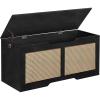 imageHOOBRO Storage Bench 393 Toy Box RattanLike Storage Chest Sturdy Entryway Bench Supports 220 lb Toy Chest Safety Hinge UShaped Opening Easy Assembly Natural NL11CW01Black