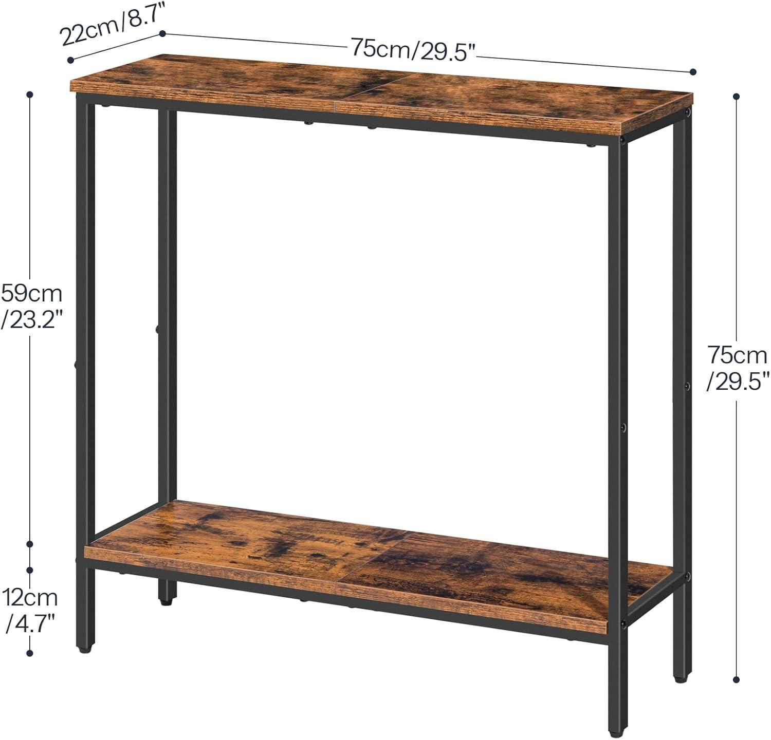 imageHOOBRO 295 L Narrow Console Table 87 D Small Entryway Table Sofa Table Behind Couch with 2Tier Storage Display Shelves for Hallway Foyer Living Room Bedroom Greige and Black BG22XG01Rustic Brown and Black