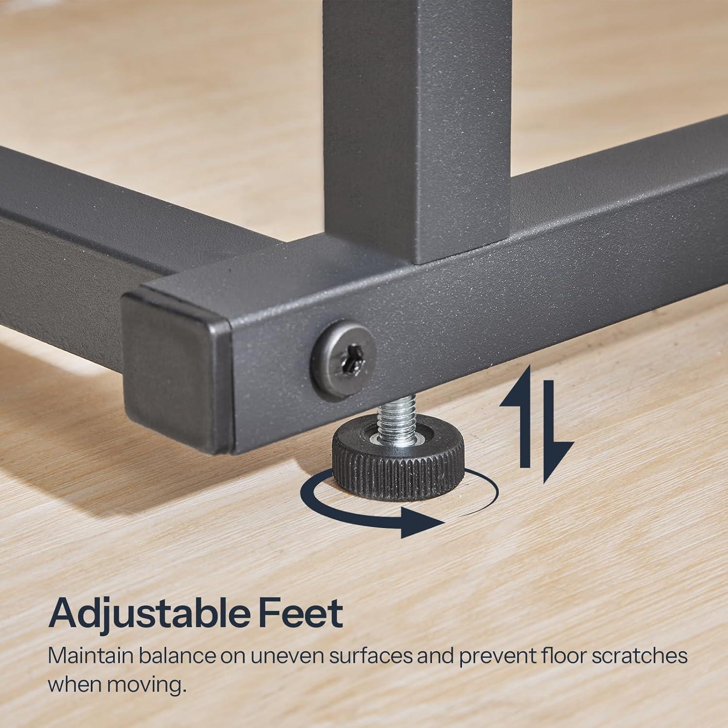 imageHOOBRO CShaped End Table with Charging Station Adjustable Height Sofa Tray Arm Table Slide Under Couch Table Small C Side Table for Small Space in Living Room Bedroom Rustic Brown BF71USF01Greige Black