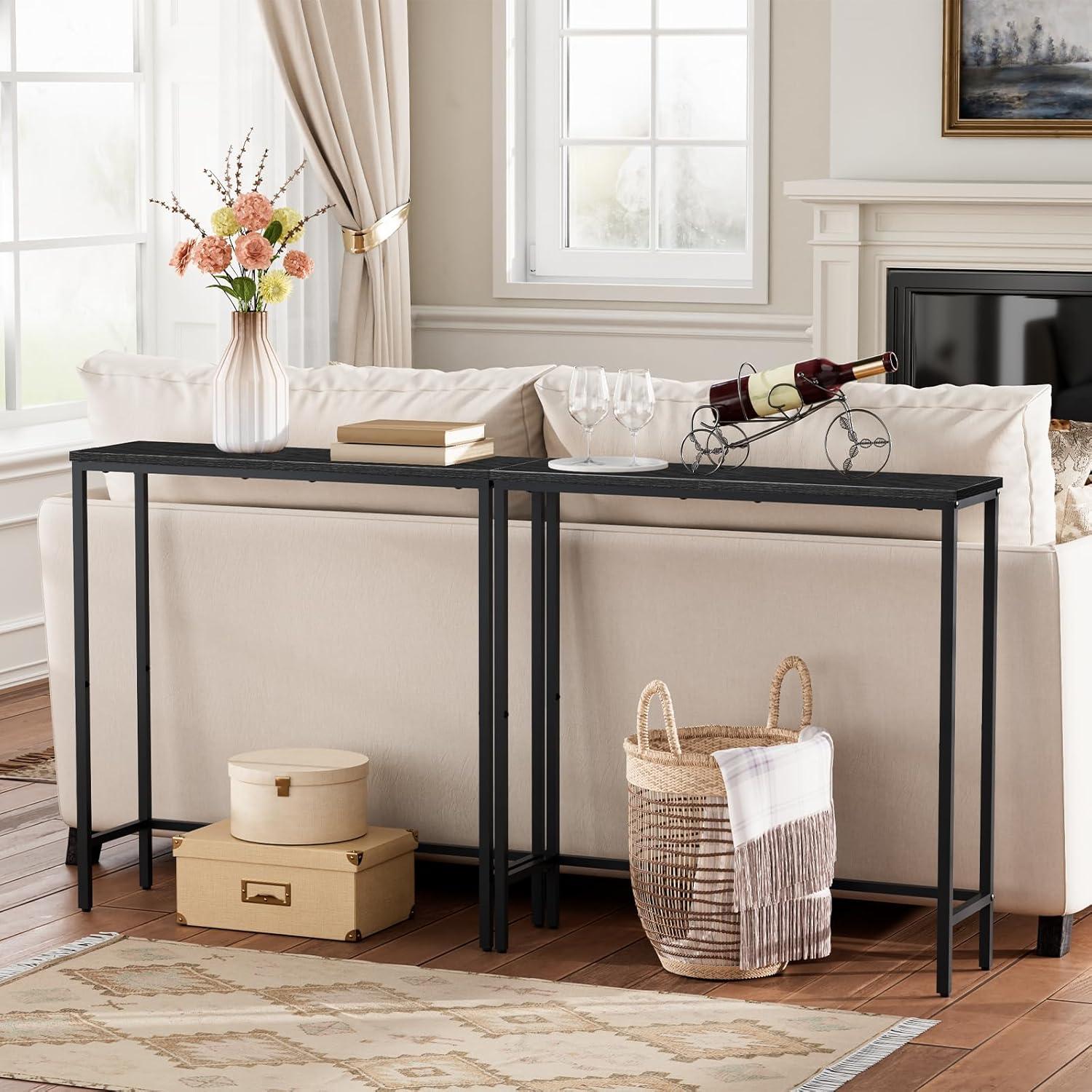 imageHOOBRO Narrow Console Table 295 Small Entryway Table Thin Sofa Table Side Table Display Table for Hallway Bedroom Living Room Foyer White WW75XG01Black