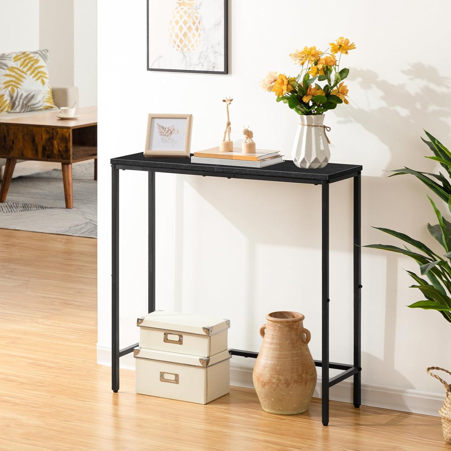 imageHOOBRO Narrow Console Table 295 Small Entryway Table Thin Sofa Table Side Table Display Table for Hallway Bedroom Living Room Foyer White WW75XG01Black