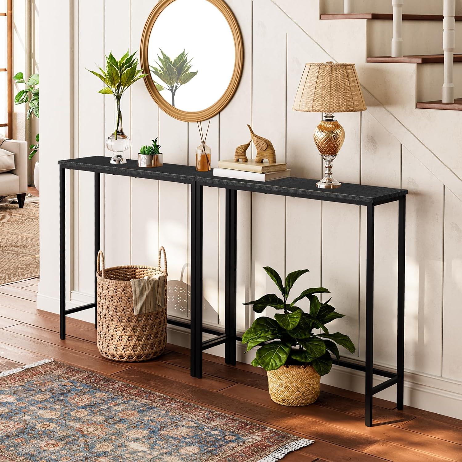 imageHOOBRO Narrow Console Table 295 Small Entryway Table Thin Sofa Table Side Table Display Table for Hallway Bedroom Living Room Foyer White WW75XG01Black