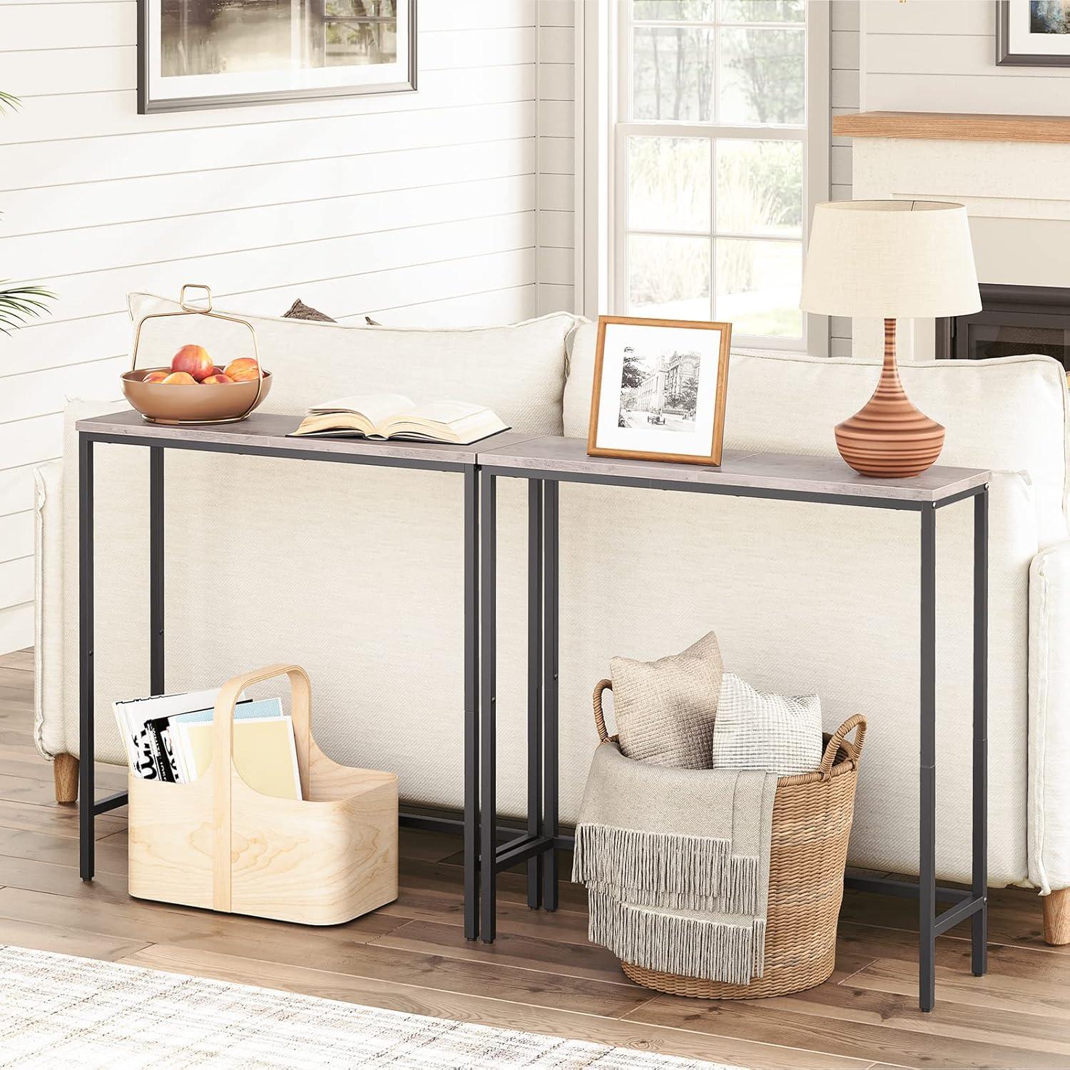 imageHOOBRO Narrow Console Table 295 Small Entryway Table Thin Sofa Table Side Table Display Table for Hallway Bedroom Living Room Foyer White WW75XG01Greige Black