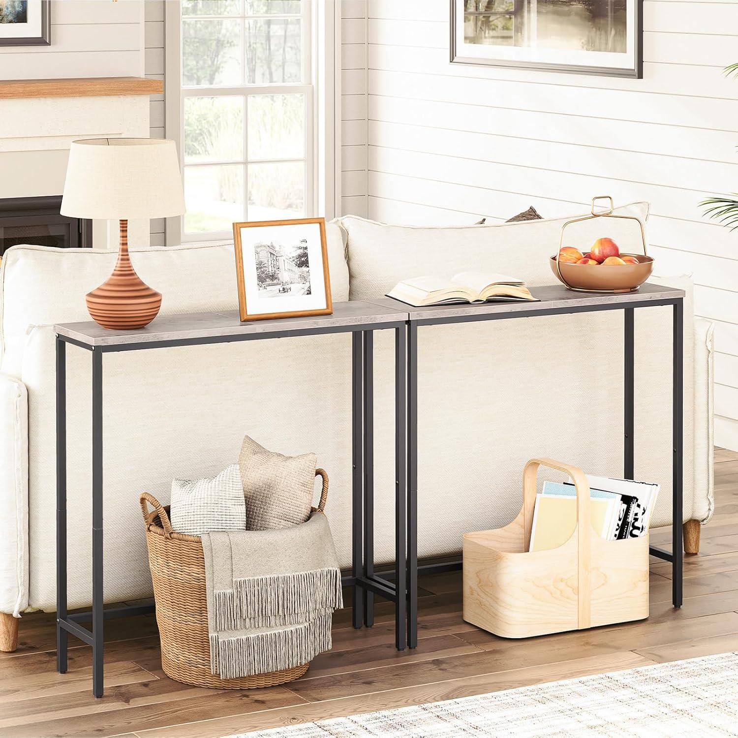 imageHOOBRO Narrow Console Table 295 Small Entryway Table Thin Sofa Table Side Table Display Table for Hallway Bedroom Living Room Foyer White WW75XG01Greige Black