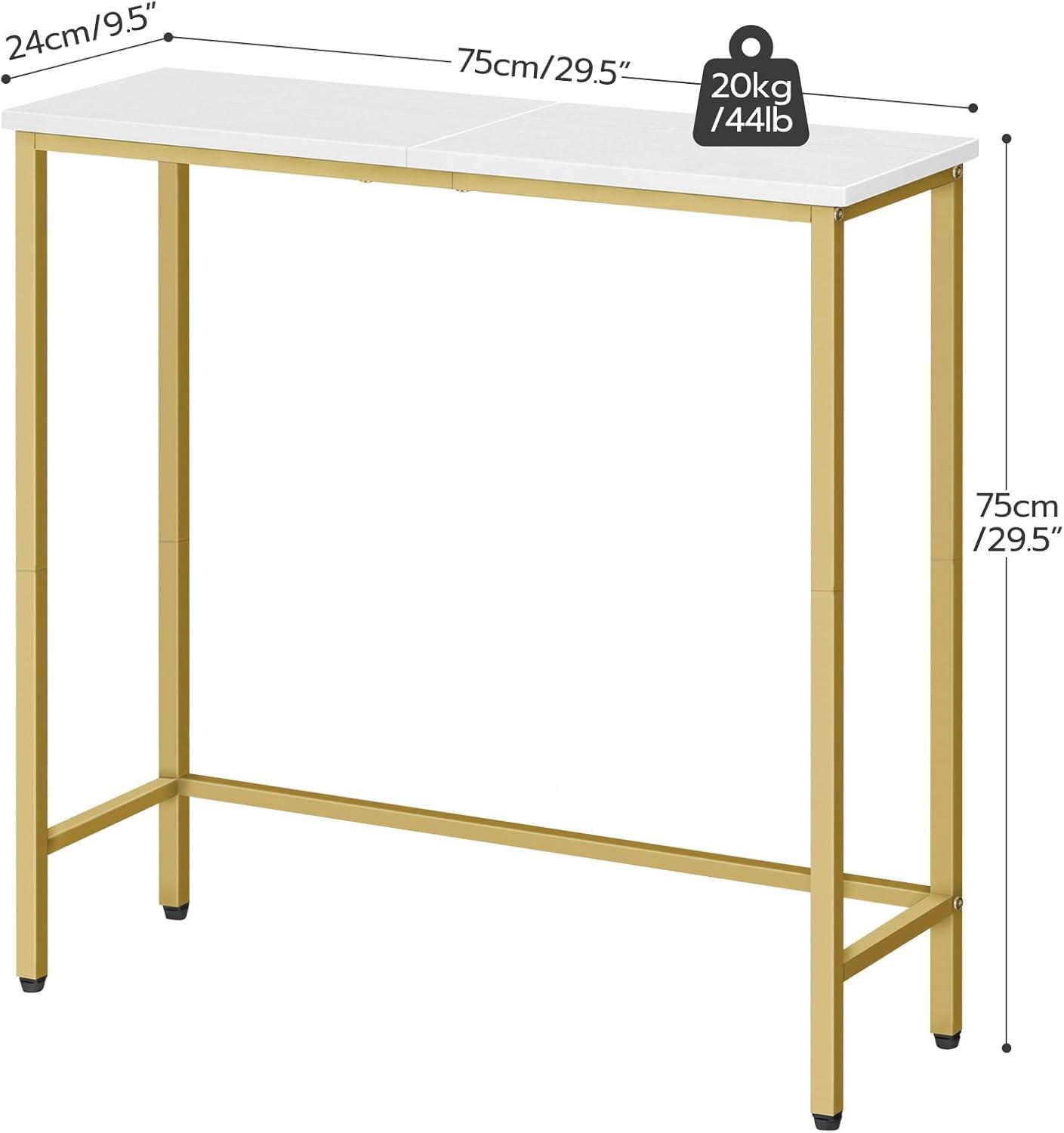 imageHOOBRO Narrow Console Table 295 Small Entryway Table Thin Sofa Table Side Table Display Table for Hallway Bedroom Living Room Foyer White WW75XG01White Gold