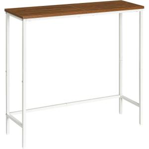 HOOBRO Narrow Console Table, 29.5″ Small Entryway Table, Thin Sofa Table, Side Table, Display Table, for Hallway, Bedroom, Living Room, Foyer, White WW75XG01(White + Walnut)