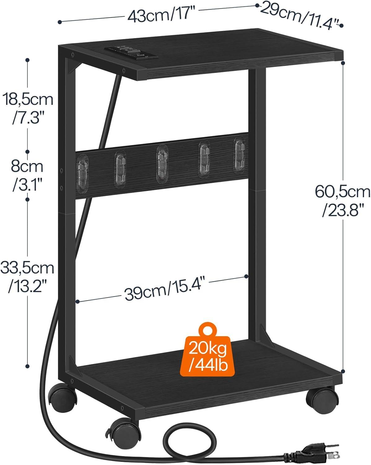 imageHOOBRO Computer Tower Stand PC Stand with Charging Station 2Tier PC Tower Stand with Locking Caster Wheels CPU Stand Fits Most PCs PC Stand for Floor for Home Office Rustic Brown BF01UCJ01G1Black