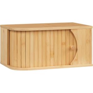 HOOBRO Bread Box, Bamboo Bread Box for Kitchen Countertop, Corner Bread Box with Roller Door, Bread Storage Container, Bamboo Food Storage Cabinet, for Kitchen, Dining Room, Natural YL20MB01