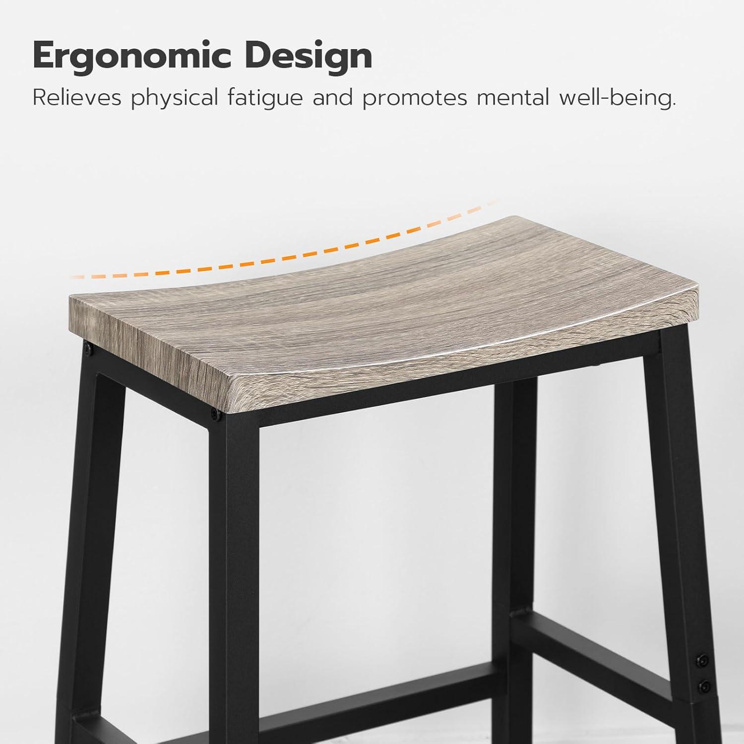 imageHOOBRO Bar Stools Set of 2 Bar Chairs 236 Inch Saddle Stools Kitchen Counter Seat with Footrests Industrial Barstools for Dining Room Kitchen Counter Bar Walnut and White HW02MD01Greige Black