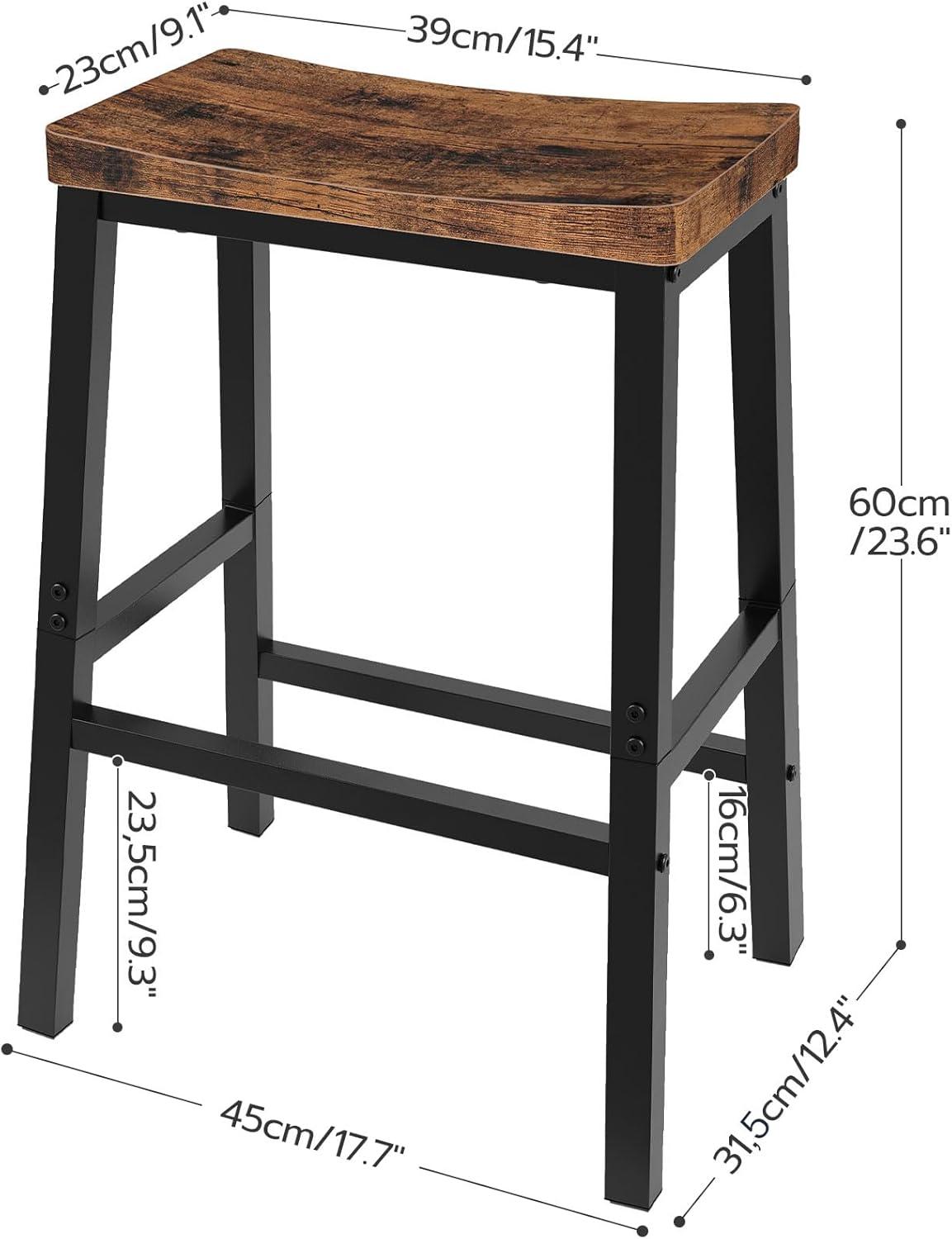 imageHOOBRO Bar Stools Set of 2 Bar Chairs 236 Inch Saddle Stools Kitchen Counter Seat with Footrests Industrial Barstools for Dining Room Kitchen Counter Bar Walnut and White HW02MD01Rustic Brown Black