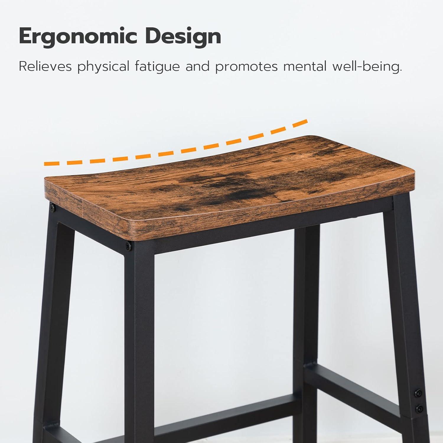 imageHOOBRO Bar Stools Set of 2 Bar Chairs 236 Inch Saddle Stools Kitchen Counter Seat with Footrests Industrial Barstools for Dining Room Kitchen Counter Bar Walnut and White HW02MD01Rustic Brown Black