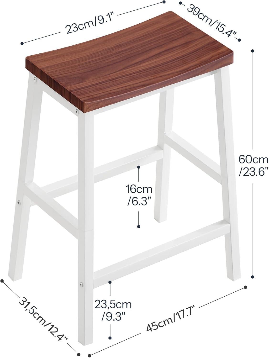 imageHOOBRO Bar Stools Set of 2 Bar Chairs 236 Inch Saddle Stools Kitchen Counter Seat with Footrests Industrial Barstools for Dining Room Kitchen Counter Bar Walnut and White HW02MD01Walnut White