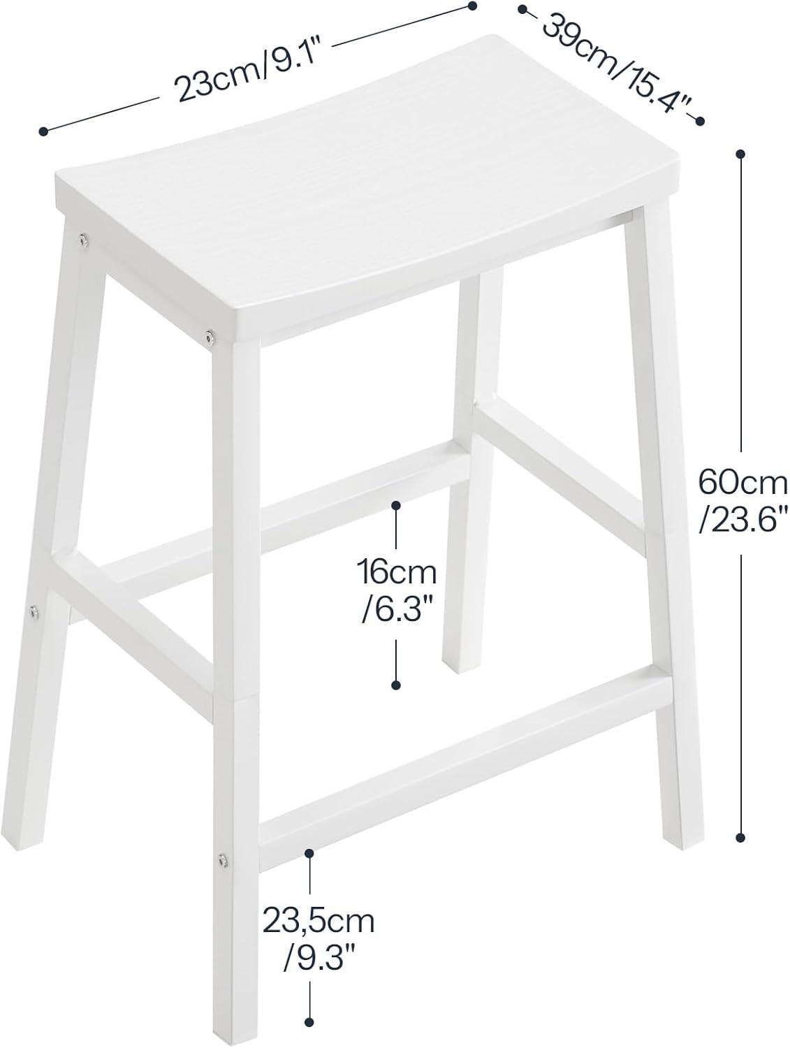 imageHOOBRO Bar Stools Set of 2 Bar Chairs 236 Inch Saddle Stools Kitchen Counter Seat with Footrests Industrial Barstools for Dining Room Kitchen Counter Bar Walnut and White HW02MD01White