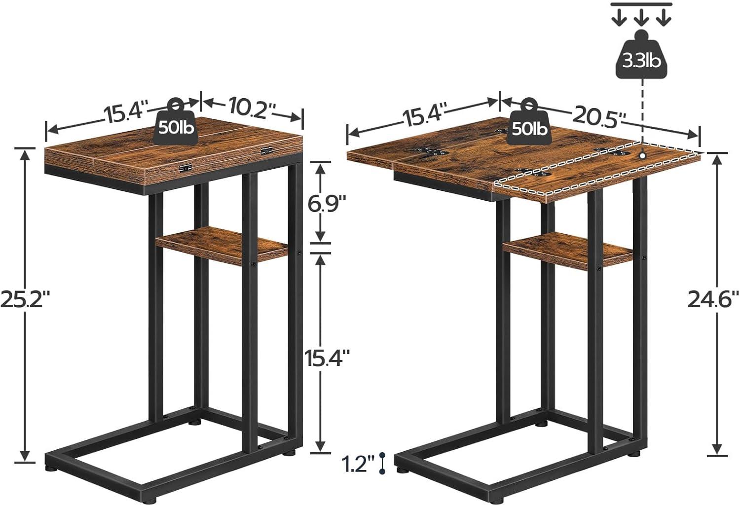 imageHOOBRO 10 Gallon Aquarium Stand and Foldable End Table 3Tier Fish Tank Stand with Storage C Shaped Side Table with Storage Shelf Small Snack Table Suitable BF52FT01BF29SF01