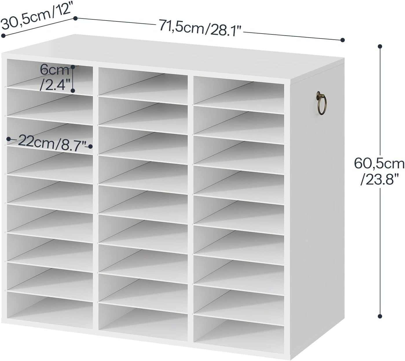 image:imageHOOBRO Literature Organizer 24 Compartments Wooden Mail Organizer Countertop Literature Sorter with Adjustable Shelves for Home Office School Student Mailbox for Classroom Greige BG38WF01White