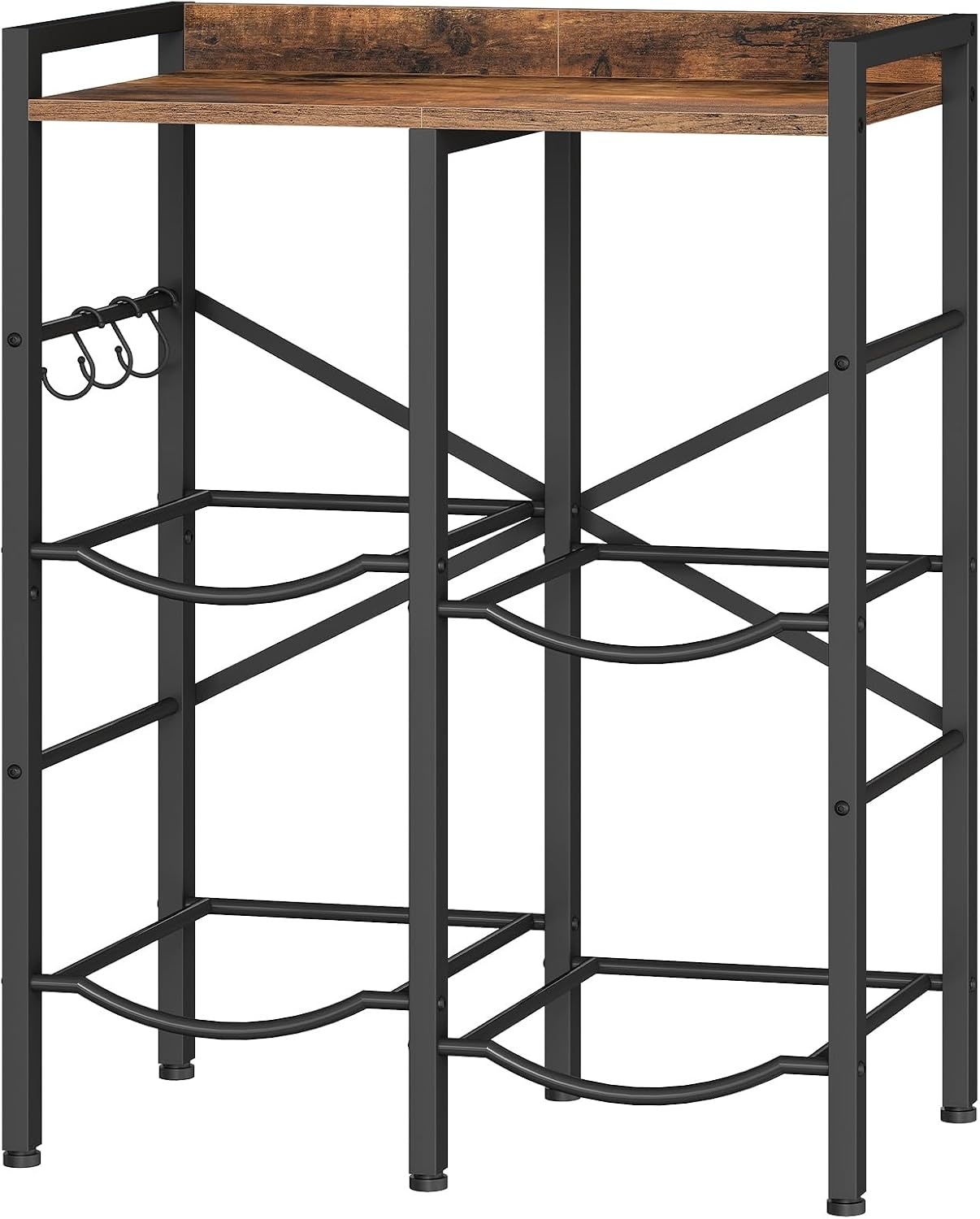image:imageHOOBRO 5 Gallon Water Jug Holder 4 Bottles Water Jug Rack 2 Tier Water Bottle Holder with XShape Reinforcement for Kitchen Living Room Office Rustic Brown and Black BF04ST01Rustic Brown Black