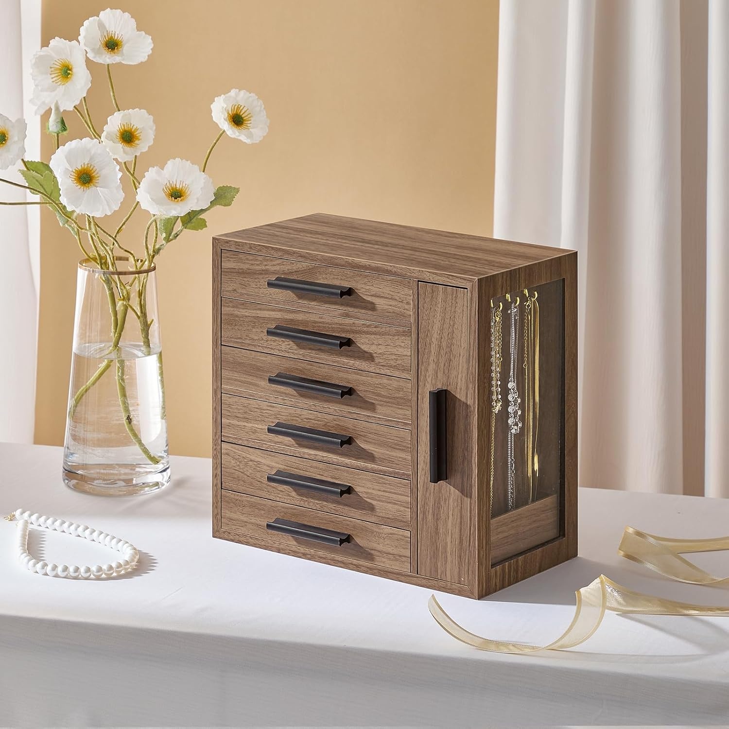 image:imageHOOBRO Jewelry Box for Women Jewelry Organizer Box and Headband Holder Stand for Girls Women Hair Accessories Organizer Bundle BH12JB04WW01HS04