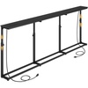 image:imageHOOBRO 1023 Inch Narrow Console Table with Adjustable Height 255334  59 Sofa Table with Power Outlets Skinny Behind Couch Table for Small Spaces Black BB260UXG01Black