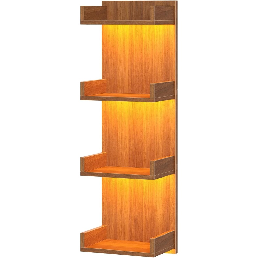 image:imageHOOBRO Floating Wall Shelves with LED Lights Floating Shelf Wall MountedWalnut