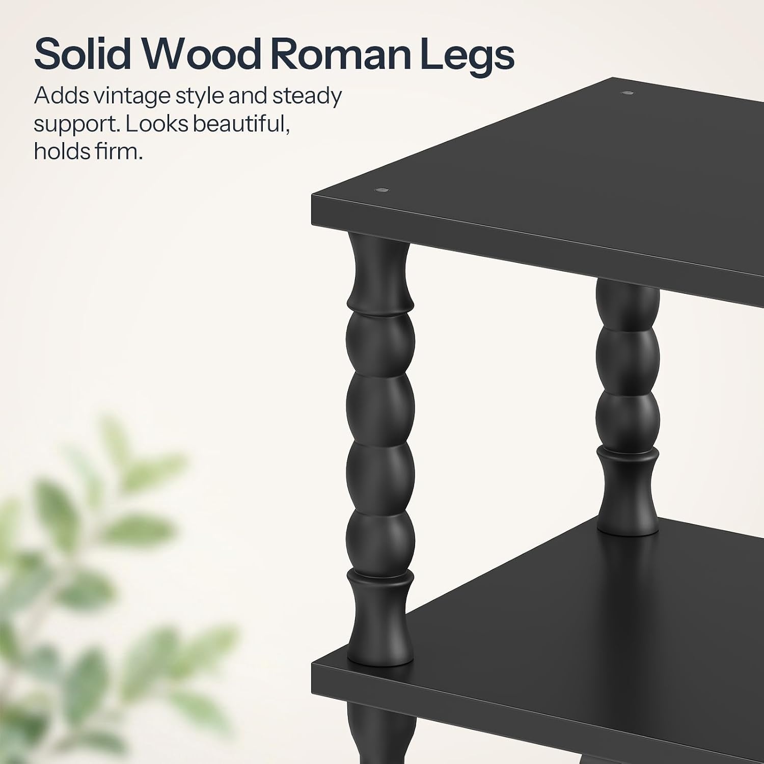 image:imageHOOBRO 2Tier Printer Stand Solid Wood LegsBlack