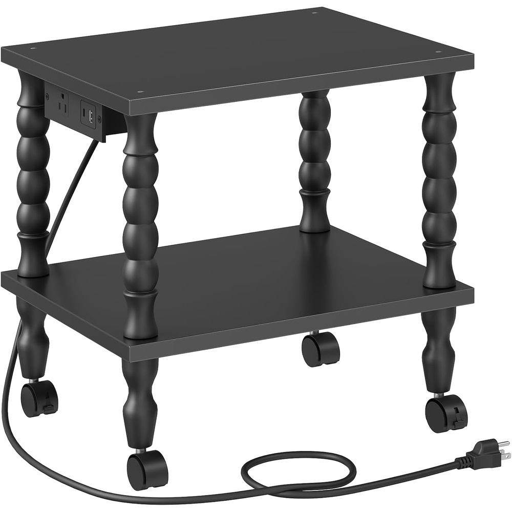 image:imageHOOBRO 2Tier Printer Stand Solid Wood LegsBlack