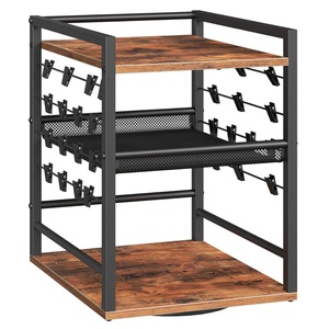 HOOBRO 3-Tier Rotating Snack Organizer for Countertop with 32 Hanging Clips